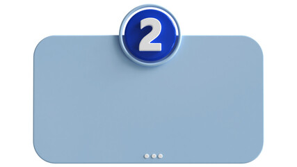 Poster - 3d number 2 blue with text box empty 3d render