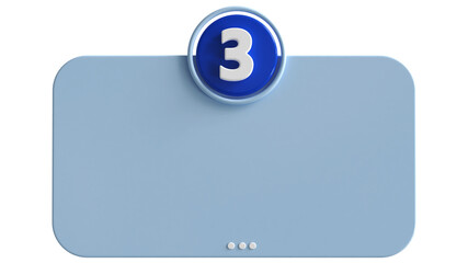 Poster - 3d number 3 blue with text box empty 3d render