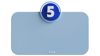 Poster - 3d number 5 blue with text box empty 3d render