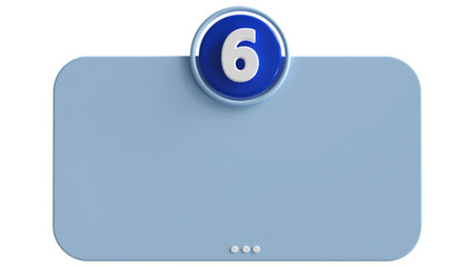 Poster - 3d number 6 blue with text box empty 3d render