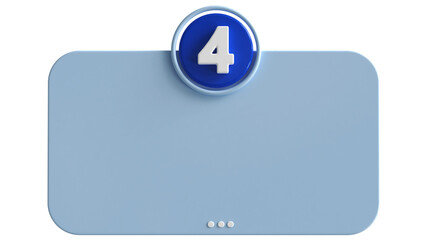 Poster - 3d number 4 blue with text box empty 3d render