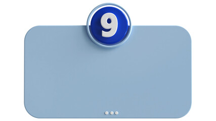 Poster - 3d number 9 blue with text box empty 3d render