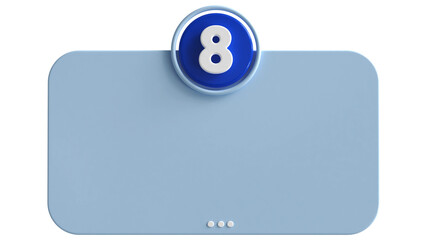Poster - 3d number 8 blue with text box empty 3d render