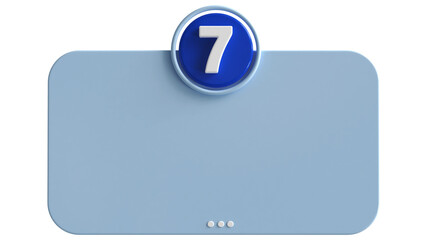 Poster - 3d number 7 blue with text box empty 3d render