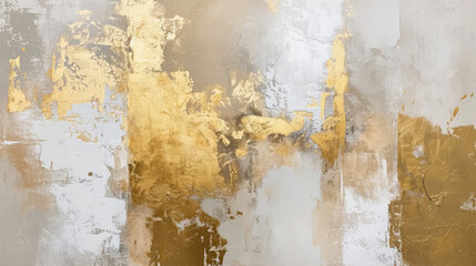 Wall Mural - Texture of white and yellow paint unevenly distributed over the surface
