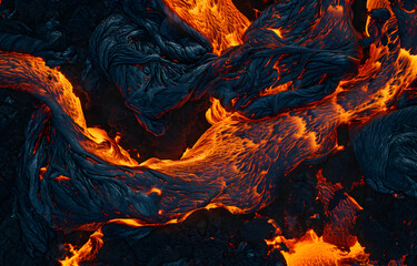 Sticker - Volcanic eruption with lava flows - inferno on the earth
