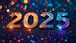 Frohes Neues Jahr, Feiern, Silvester, Sylvester, 2025 Farben, Hintergrund. Karte Design. Glitter Licht, Luxus, Premium, generative AI	