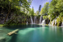 View Of Plitvice National Park Waterfalls In Croatia.