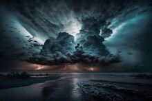 Apocalyptic Atmosphere: A Breathtaking View Of Storm Clouds Gathering, Signaling Nature's Majestic Power. 