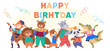 © robu_s - Animal party vector illustration. The wildlife banquet is cheerful anniversary celebration creatures in forest Celebrate with happy beasts as meadow transforms into lively animal. Happy birthday