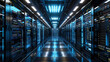 Architecturally designed server center with aesthetically attractive servers laid in rows for maxi