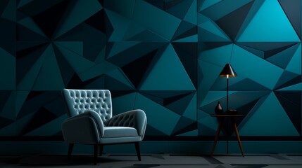 Poster - Abstract blue geometric wallpaper pattern for modern interior design