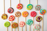 Spiral lolly pops candy on light surface