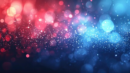 Wall Mural - Red and blue abstract bokeh background with shimmering particles