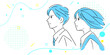 © and4me - 男女の受験生の横顔、中学生、高校生の青春の学校教育、マンガ風ベクターイラスト背景素材