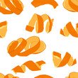 © Roi_and_Roi - Orange peel, zest vector cartoon seamless pattern background for wallpaper, wrapping, packing, and backdrop.