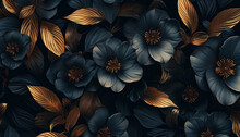 Luxurious Black And Gold Floral Pattern For Sophisticated Design Background