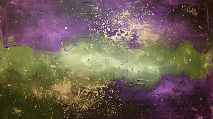 Wall Mural - Amethyst and olive green magical abstract with twinkling star fields