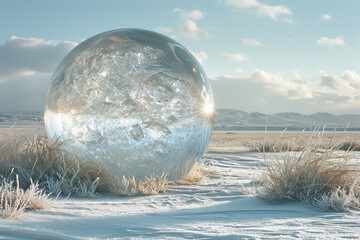 Poster - A surreal depiction of mercury in its rare solid state at extreme cold.