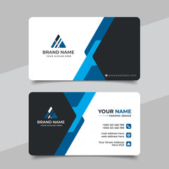 Wall Mural - blue modern creative business card and name card horizontal simple clean template vector design