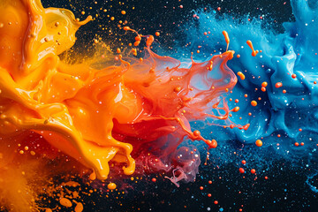 Poster - An explosion of vibrant colors splattered across a canvas in a chaotic, yet artistic, manner.