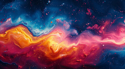 Poster - An abstract portrayal of a starry night sky with flicks and smears of paint.