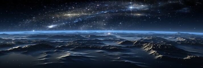 Poster - Abstract space background with dynamic particles for big data visualization and networks