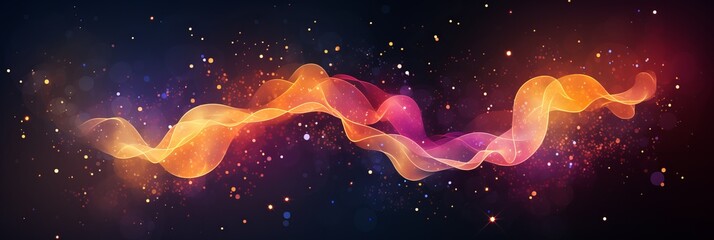 Poster - Abstract space background with dynamic data particles in scientific astronomical theme