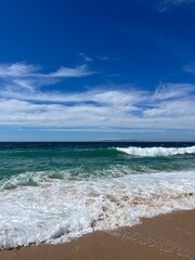 Waved ocean, blue ocean horizon, seascape horizon background, natural ocean view