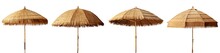 Straw Beach Umbrella Isolated On White Background PNG