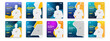 Big bundle offer set 10 items creative marketing social media post banner template. Minimal editable square business marketing web banner or abstract marketing post cover template