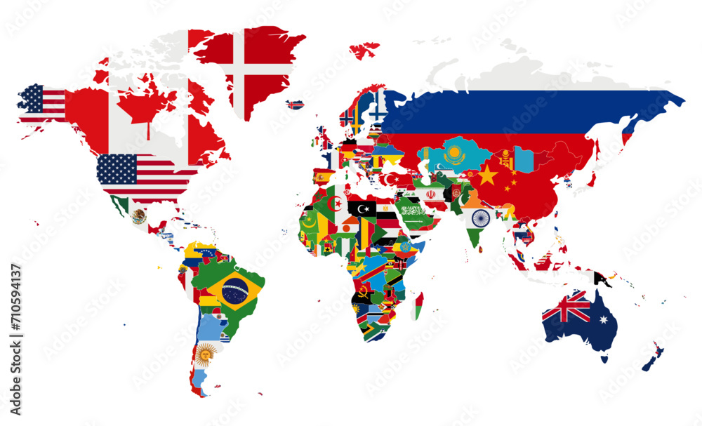 Political World Map Vector Illustration With The Flags Of All Countries political-world-map-vector-illustration-with-the-flags-of-all-countries