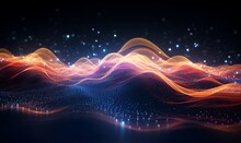 Wave Of Bright Particles. Sound And Music Visualization. Generative Ai

