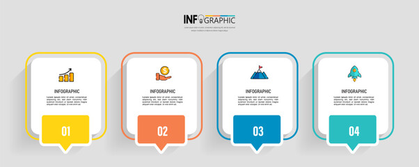 Sticker - Infographics design template business concept with 4 steps vector