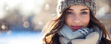 Beautiful Brunette Hair Girl In Winter Clothes, Ai Technology
