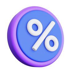 Wall Mural - percentage 3d icon rendering, blue color round button