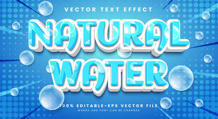Aufkleber - Natural Water 3d editable text effect Template with blue water theme fresh drink