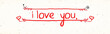 I love you, handwritten text in red on a white background.