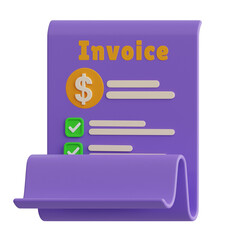Poster - 3D Invoice Model Your Billing Documents. 3d illustration, 3d element, 3d rendering. 3d visualization isolated on a transparent background