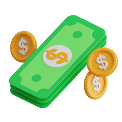 Poster - 3D Money Model Budgeting and Saving Strategies. 3d illustration, 3d element, 3d rendering. 3d visualization isolated on a transparent background