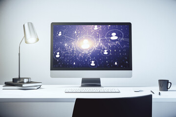 Aufkleber - Modern computer screen with social network media concept. 3D Rendering