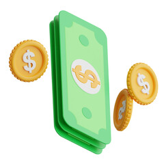 Poster - 3D Money Model Budgeting and Saving Strategies. 3d illustration, 3d element, 3d rendering. 3d visualization isolated on a transparent background