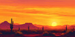 sunset in the mountains | A striking desert sunset, with the silhouette of a lone cactus against a sky painted in warm hues of orange and pink.