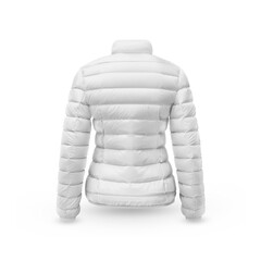 Wall Mural - Women's Down Jacket Back View on white background