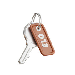 Poster - 3D Room Key Model Access to Relaxation. 3d illustration, 3d element, 3d rendering. 3d visualization isolated on a transparent background