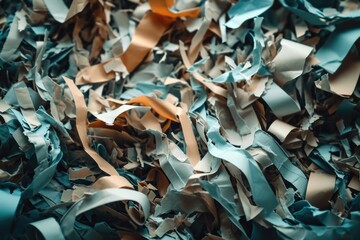 Poster - Orange scissors sitting on top of a pile of blue paper. Perfect for arts and crafts projects