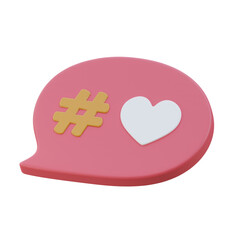 Aufkleber - 3D Hashtag Model Trending to Transformative. 3d illustration, 3d element, 3d rendering. 3d visualization isolated on a transparent background