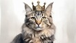 regal feline majesty crowned cat with digital painting effect illustration