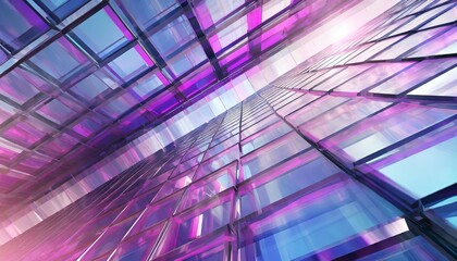 Poster - 3d render abstract geometric background translucent glass with violet pink blue gradient simple square shapes illustration