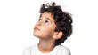 French Boy Looks Up Thoughtfully on a Transparent Background